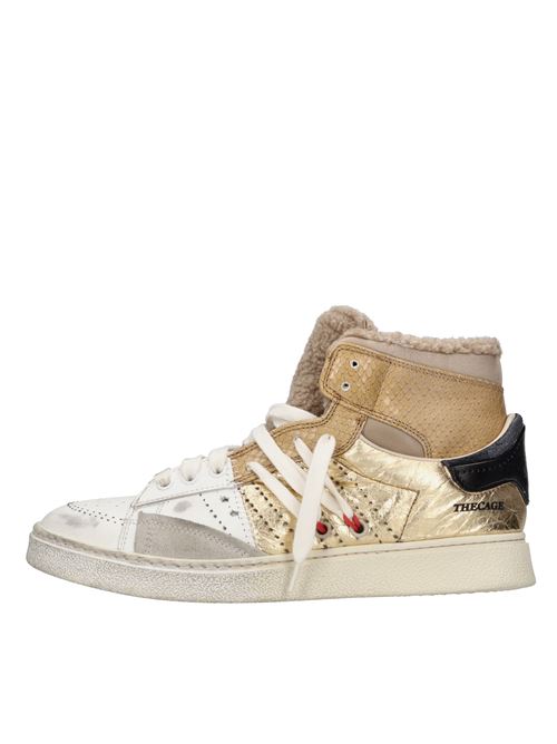 Sneakers in pelle e pelliccia sintetica effetto vintage HIDNANDER | THE CAGE DUAL HD2WS180 103BIANCO -ORO-BLU